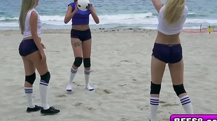 a team of volleyball beach cuties with a thick dick