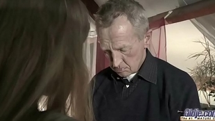 A Very Old Guy Fucks A Very Young Lady And Cums on her tongue after fucking with a Vagina